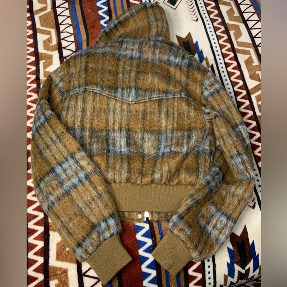 7 For All Mankind Brown and Blue Faux Fur Jacket - Picture 3 of 3